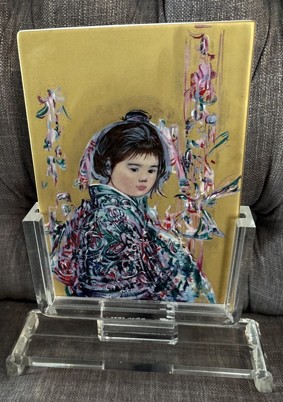 Edna Hibel Porcelain Original “Plum Blossom “ Framed 205/1000