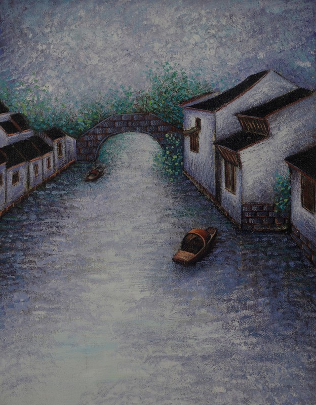 Single-piece Work Original Oil Painting Canvas Singed Customized River 45*35cm