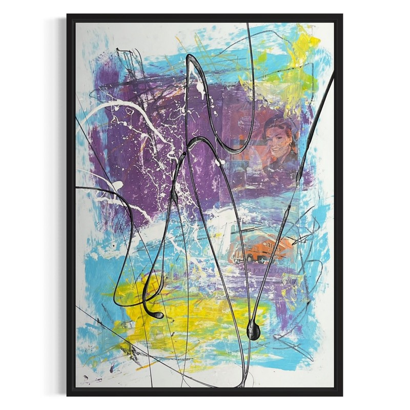 Original Mixed Media Abstract Art Painting 18×24 “c1945 Allied Van Lines Ad»