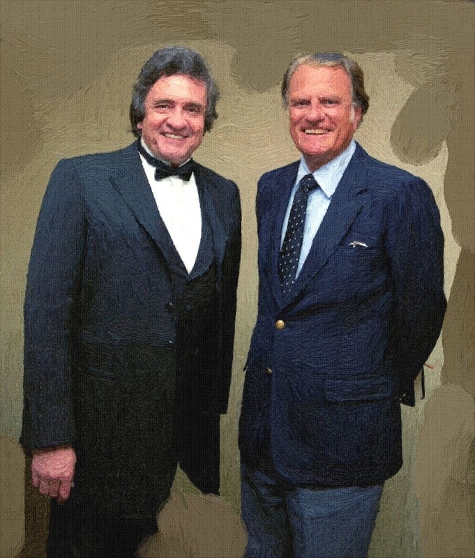 Johnny CASH Billie Grahan Canvas Wrapped Oil Painting 16 x 20 ready To Hang