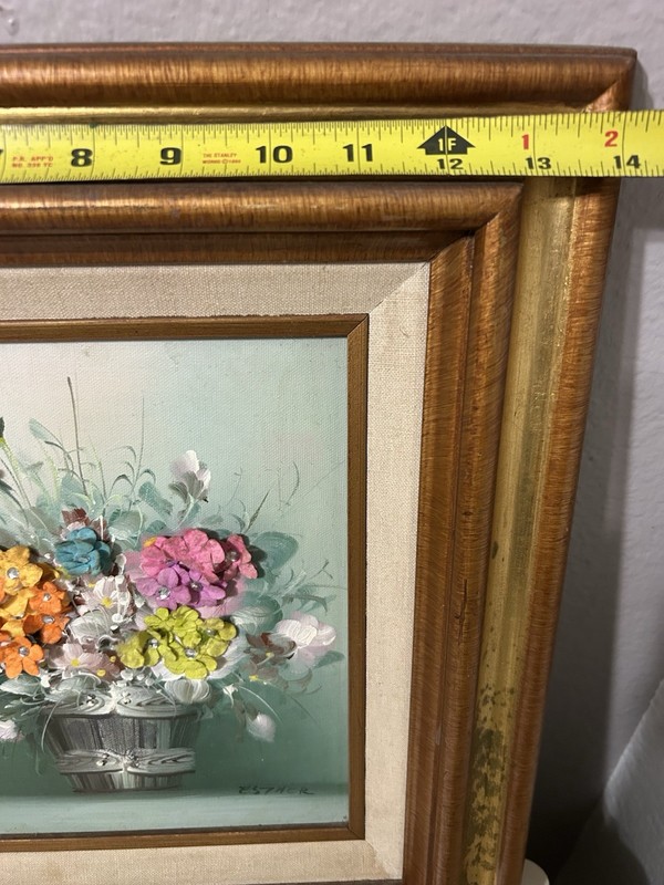 Esther Original Signed Framed Oil Painting Floral Still Life on Canvas 13x11 gallery