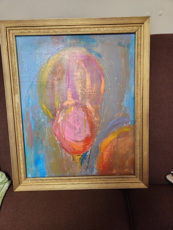 Original LARGE Framed Acrylic Media Abstract Art Painting 16 By 20..