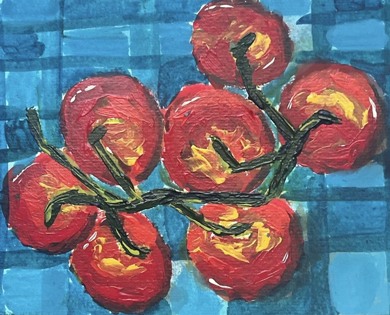 Acrylic Still Life Tomato Painting Contemporary Art. 8x5in