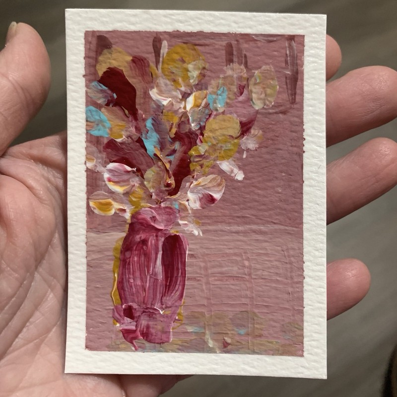ACEO Original Painting Still Life Abstract Flowers in the Vase in Acrylic gallery