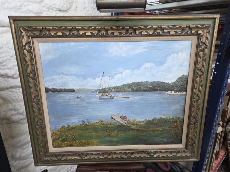 View of Spring Lake, Michigan Original Oil by Paul Stratton Sr