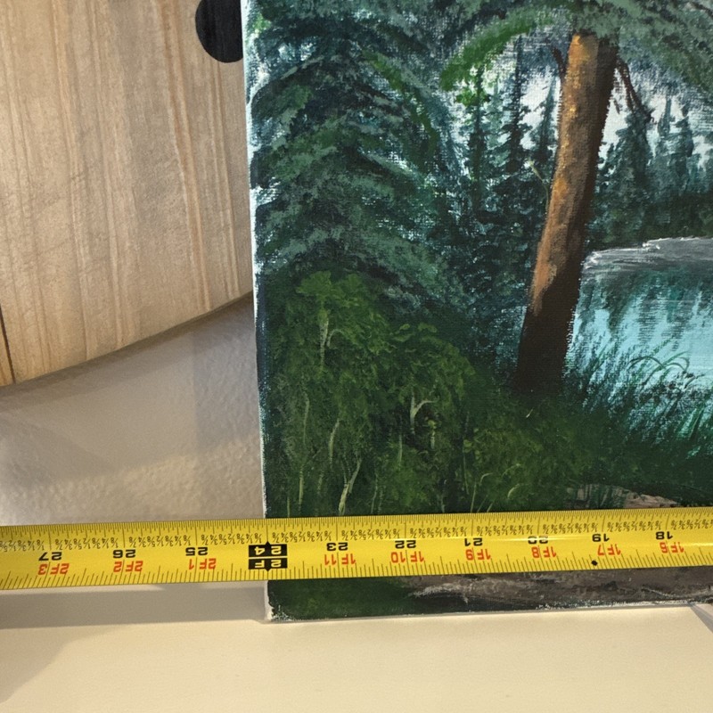 Realism Mountain Lake Trees Landscape Painting on Canvas, Unframed Single Piece. gallery