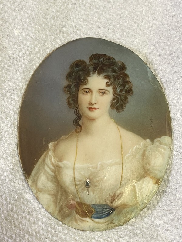 Fine 19c Antique Miniature Portrait Miss Rosamond Croker / SIR THOMAS LAWRENCE gallery