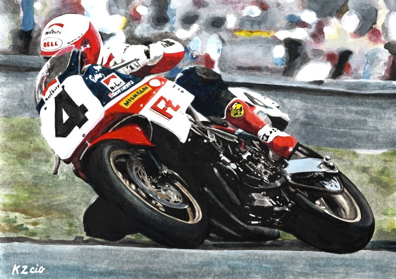 Yamaha Fz750 Daytona200 Eddie Lawson watercolor painting sizeA4 motorcycleart