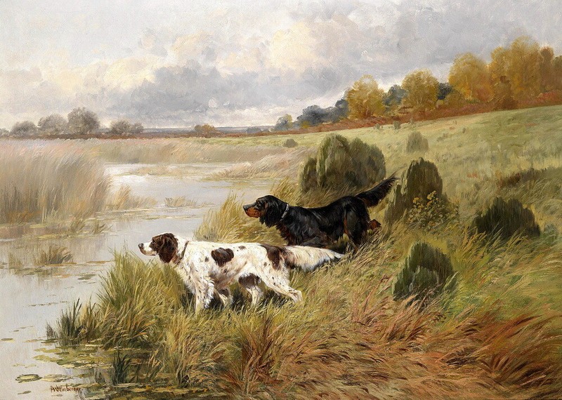Hound Dogs Oil painting Wall Art Decor Giclee Printed on Canvas P435
