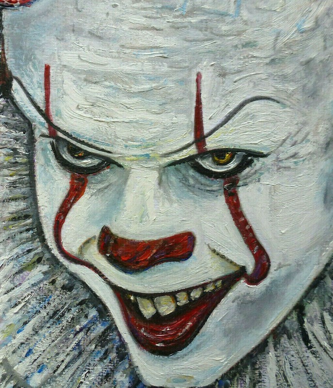CLOWN movie IT Pennywise oil painting 8x10 canvas original signed art by Crowell gallery