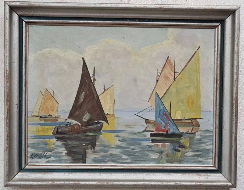 Beautiful oil painting oil painting masterpiece landscape seafaring ships sea 67