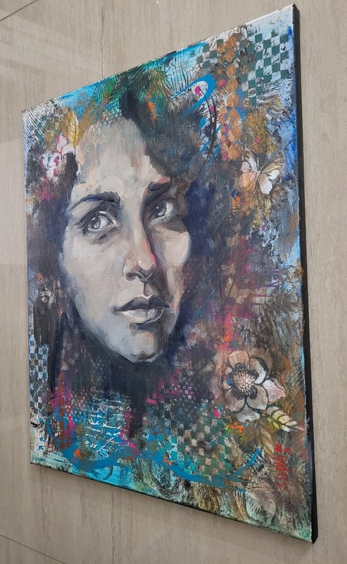 Original Oil / Acrylic on canvas painting* 20 x 16 in, signed*POETRY - 1* gallery