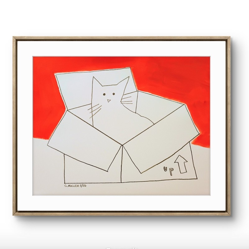 Original Cat Portrait Orange 14×11 Acrylic on Paper Abstract Modern Art