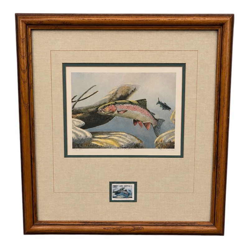 Ron Ferkol Signed Limited Edition Rainbow Trout Print 17/25 DU Framed Wildlife