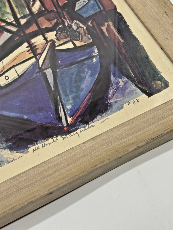 De Hirsh Margules 1937 Gloucester Series Blue Boats Numbered Signed Watercolor gallery