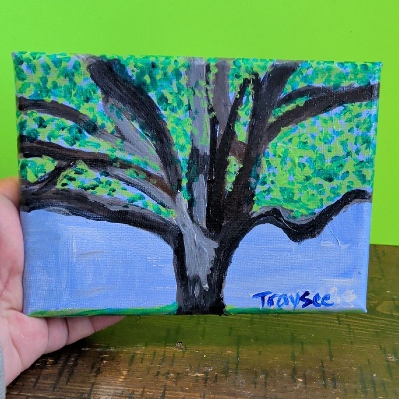original 5x7 inch acrylic painting of a tree on canvas, handpainted decor gallery