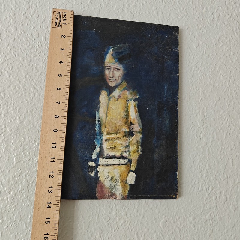 Vintage Oil Painting Portrait Man Signed De Leon 1960 Canvas Board 13x9 gallery