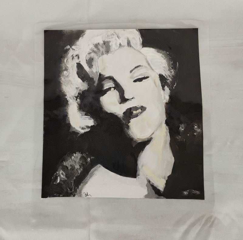 OOAK Marilyn Monroe Laminated Art Tempra Paint Painting Signed