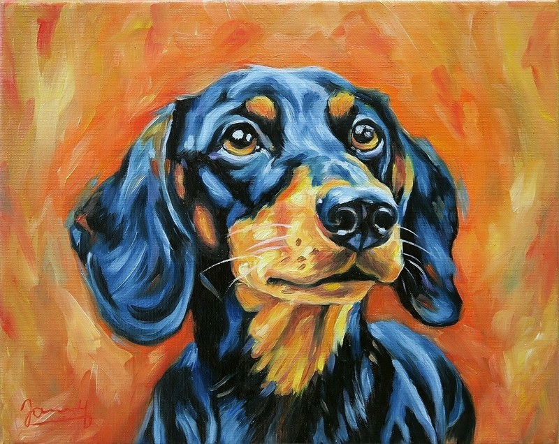 Animal Portrait Oil Painting Little Clyde Original Dog Picture Canvas Animal Picture
