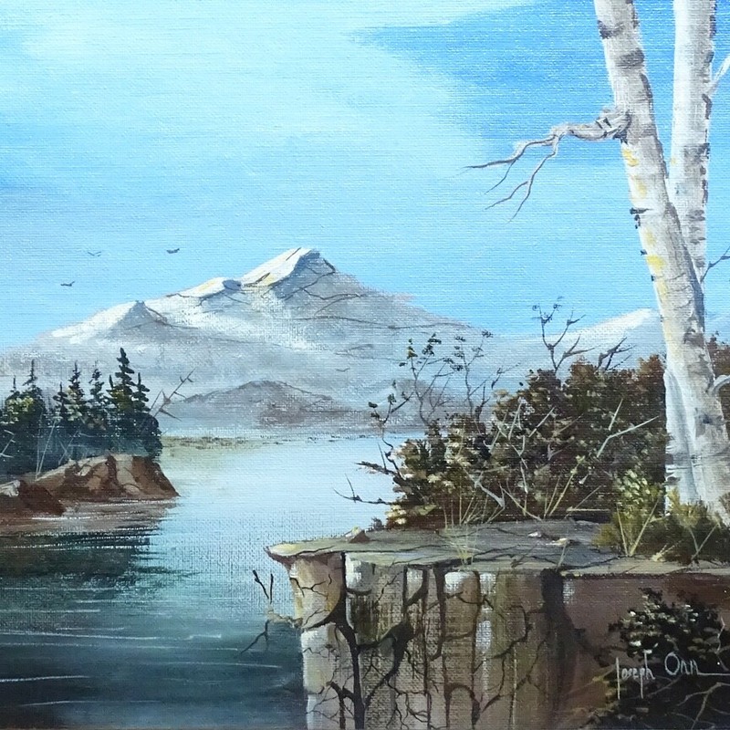 Joseph Orr Plein Air Acrylic Landscape Painting Distant Snow Peaks Framed 17×14