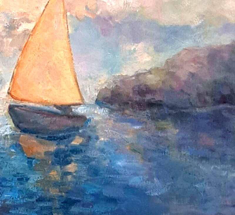 Oil Painting Sailboats Nautical Seascape Regatta Original Impressionism Donalee gallery