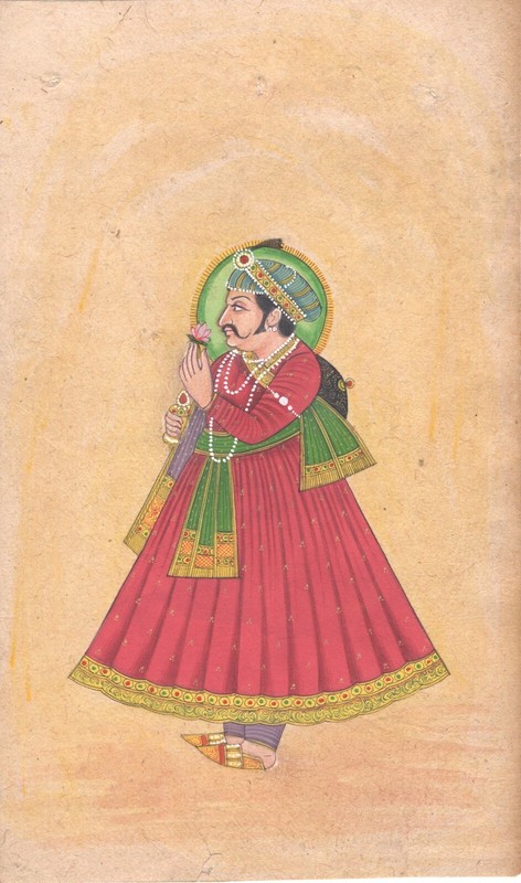 Rajasthani Painting Jaipur Maharajah Handmade Miniature Decor Portrait India Art