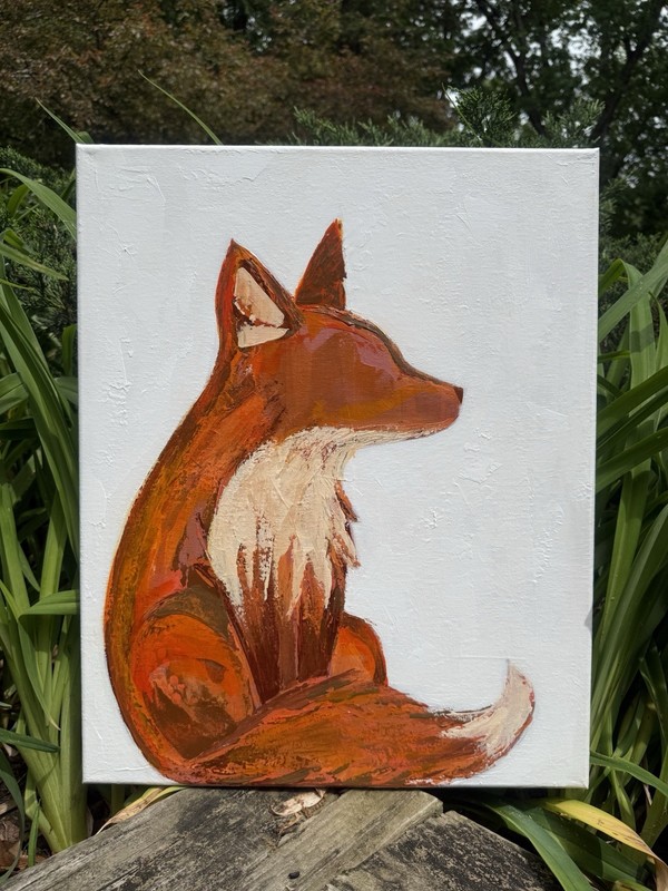 Fox Abstract Colorful Original Acrylic Painting on Stretched Canvas Low Profile