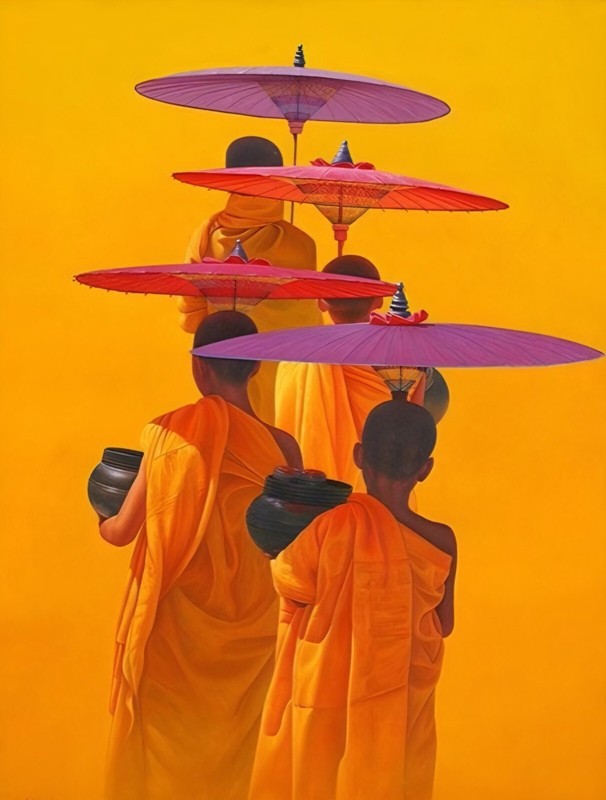 Monks | Handmade Painting | Cotton Canvas | Acrylic Color