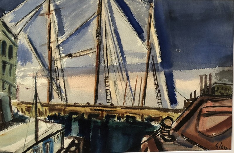 “CAPE COD SAILS/DOCKS”. HARRY GLASSGOLD (1908-1984) MAJOR WORK