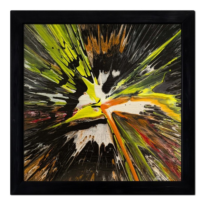 HAVLOCK Detonation Field Framed Spin Art Painting Signed w/COA Modern Art