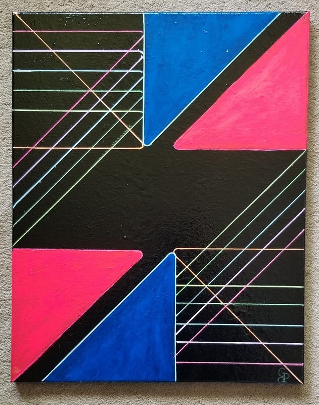 Original abstract Acrylic Neon Painting by Artist