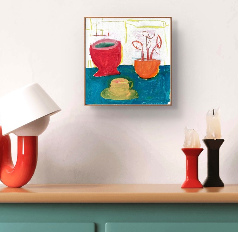 Original Abstract Still Life Acrylic 12x12 Wood Panel Painting, Holly Hammond gallery