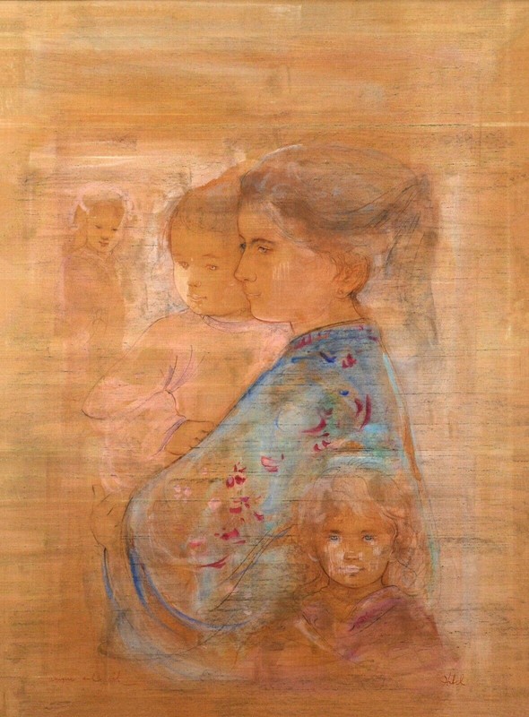 Edna Hibel Original Oil Painting on Board Childern Portrait Signed Framed Art gallery