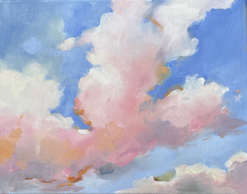 Original Clouds Oil Painting On Stretched Canvas Sunrise Contemporary Fine Art