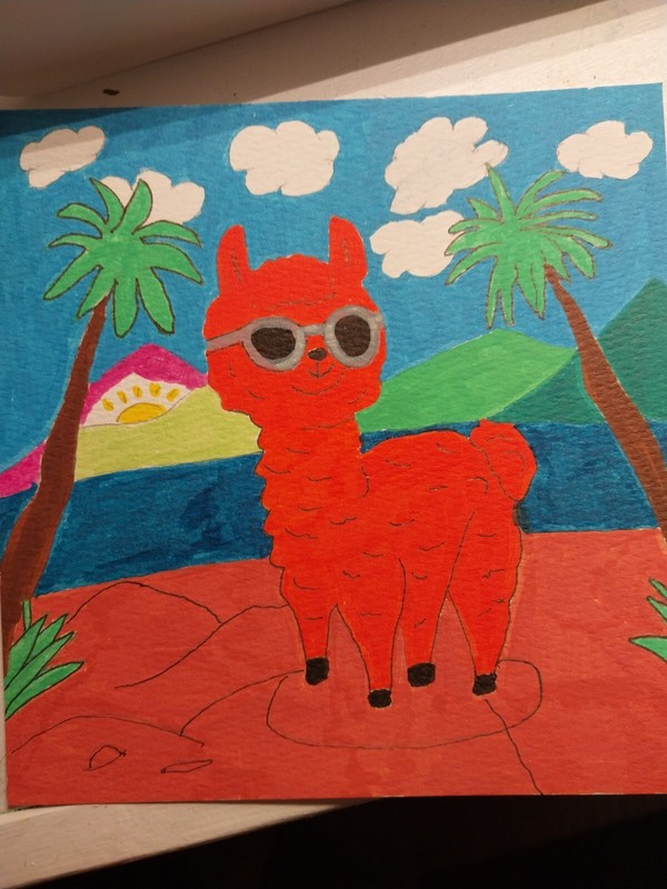 IMPRESSIONISM ORIGINAL Painting 6×6 COLLECTIBLE WHIMSICAL LLAMA ANIMAL