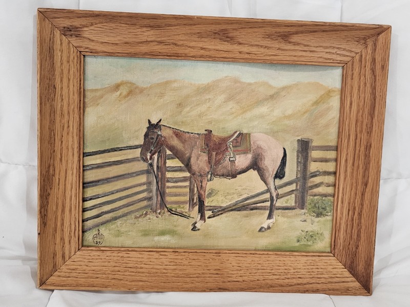 Vintage Horse Portrait Oil Painting 1965 By Roy A Mason Signed 12×16 Framed