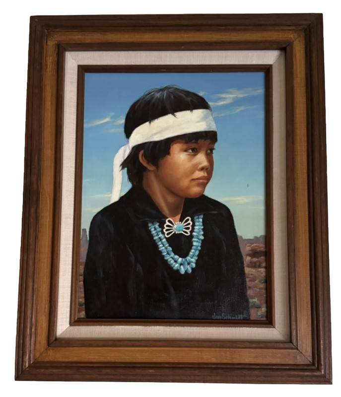 JAY SCHMIDT “MR. GOLDTOOTH” NATIVE AMERICAN NAVAJO BOY -1996 – LISTED ARTIST