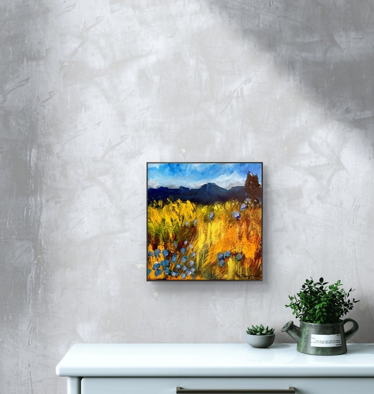 Mary Myers Original Abstract Expressionism 10x10 Landscape Signed Fine Art gallery