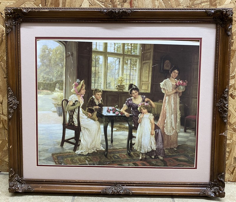 A Time for Roses by British artist Charles Haigh Wood Victorian wood framed 1856
