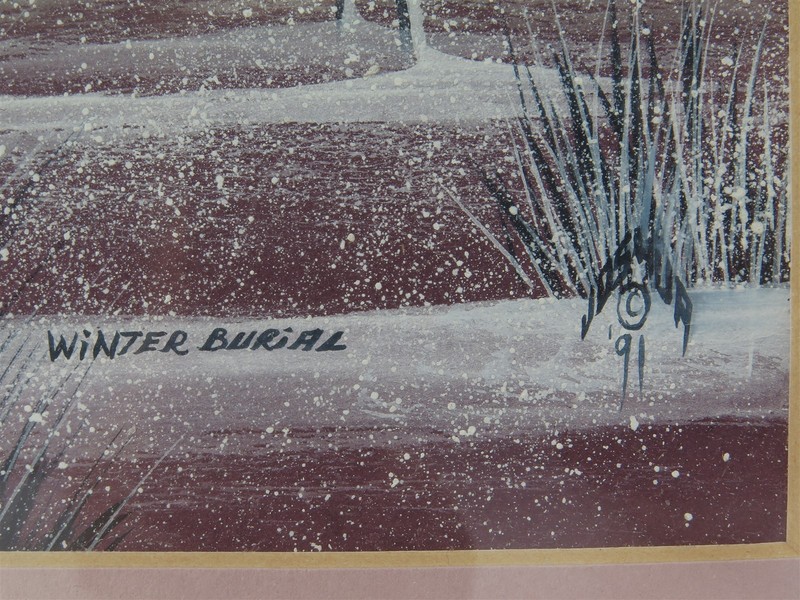 Native American Artist Lee Joshua Original Gouache Painting " Winter Burial " gallery