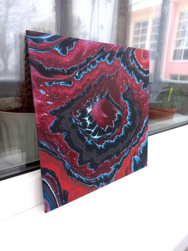 Abstract Painting Flower Blossom Red Purple Spiral Pattern Contemporary, 11x11 gallery