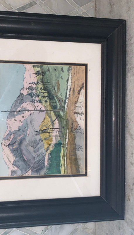 Original Landscape River Creek Watercolor Framed Matted Signed 14.75-17 1/8” gallery