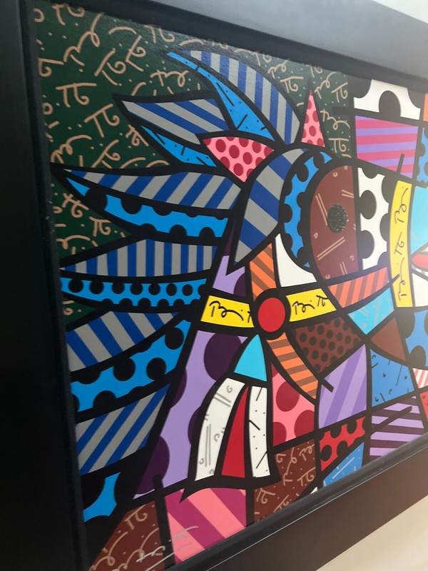 ROMERO BRITTO Mixed Media on Canvas Signed Front and Back Dated 2005 with COA gallery