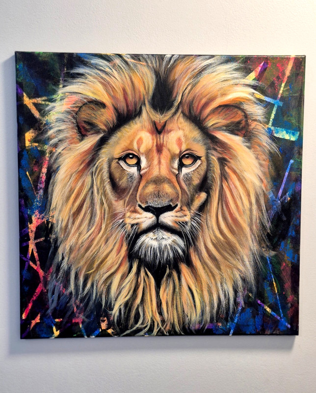 Original Lion Painting 20×20 Acrylic wild life Animal
