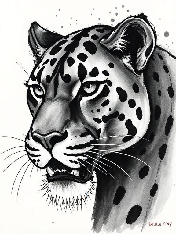 Original 8×10 WallArt Abstract Ditagal 3D Print Of A Leopard Face