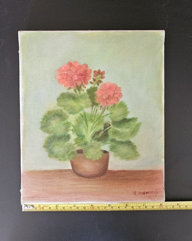 E. Artwork Original Signed Still Life Floral Painting on Canvas 10x8 in gallery