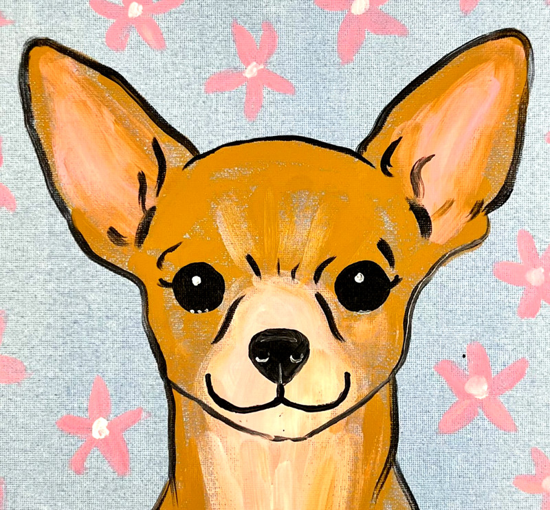 Chihuahua Portrait Painting, Expressive Dog Art 12x12 gallery