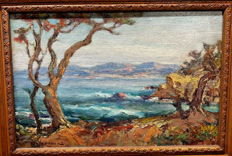 Beautiful Painting "Coastal Scene" By Charles Henry Harmon 30in x 22in Frame gallery