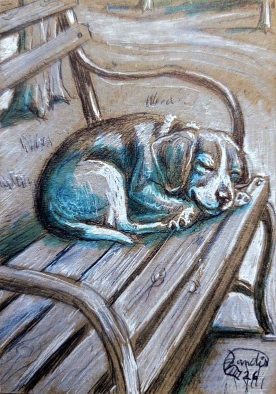 Jacob Landis WHIMSY HANDMADE ORIGINAL ACEO Sketch Kittens Cats "Tug Of War" gallery