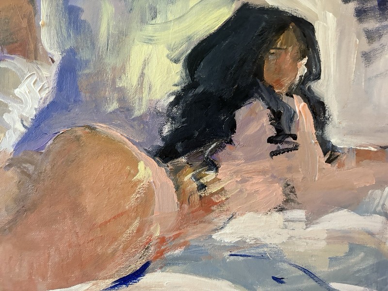 Portrait Painting Woman Cubist Impressionism 16”x20” Canvas Original Signed gallery